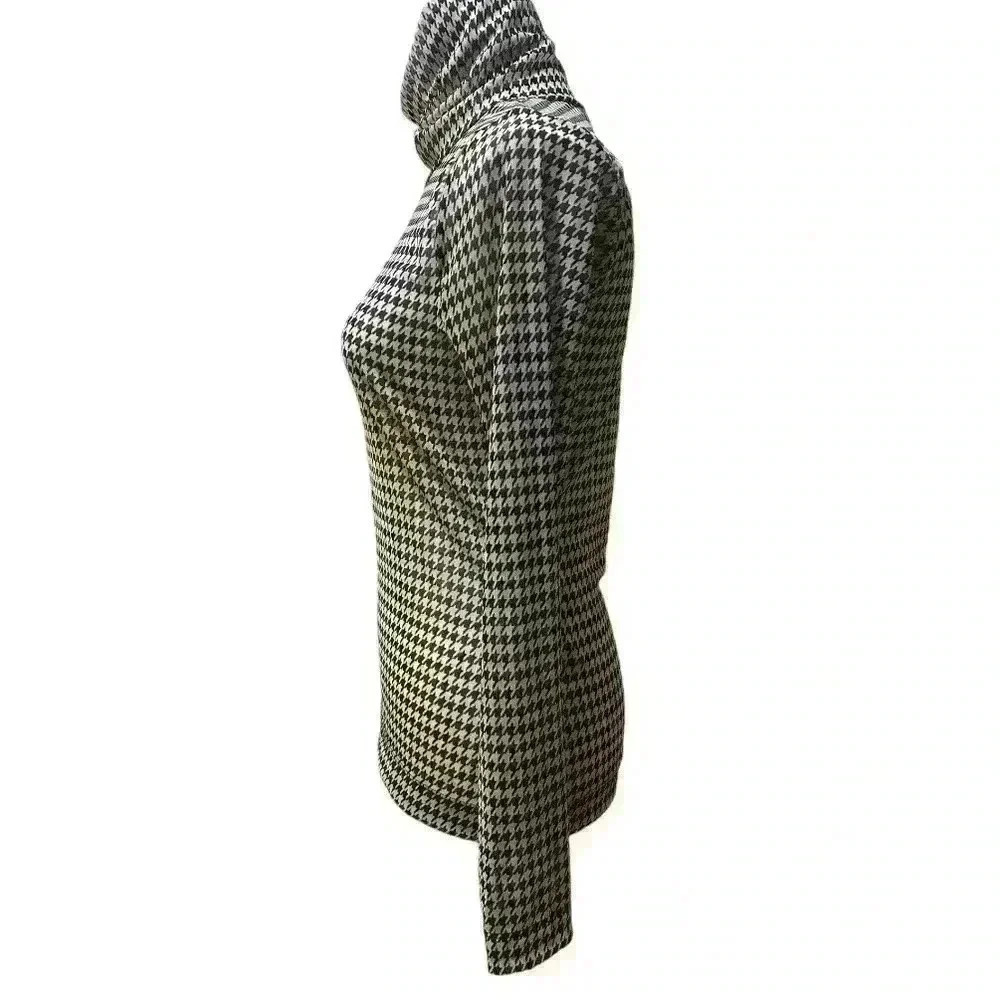 White House Black Market Sheer Houndstooth Turtleneck Top Size XS - Picture 4 of 7
